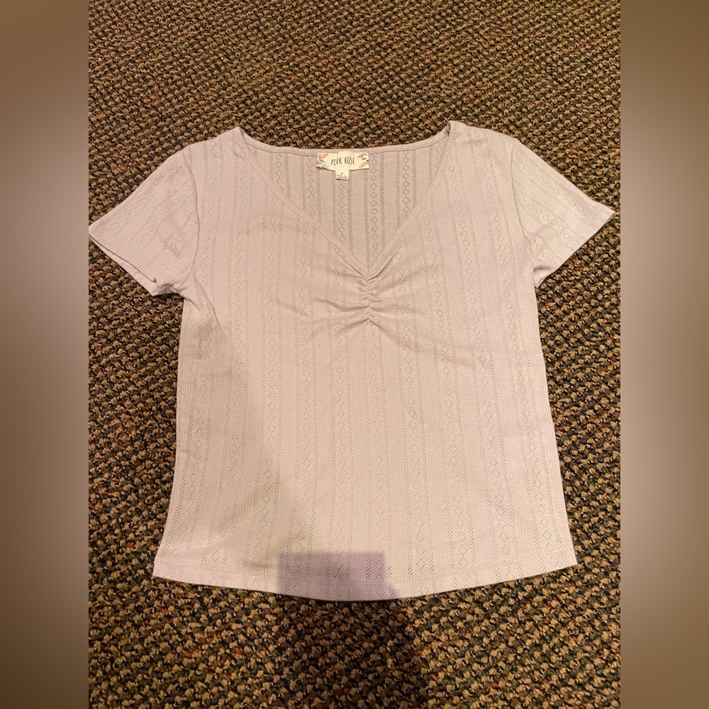 lavender v neck shirt